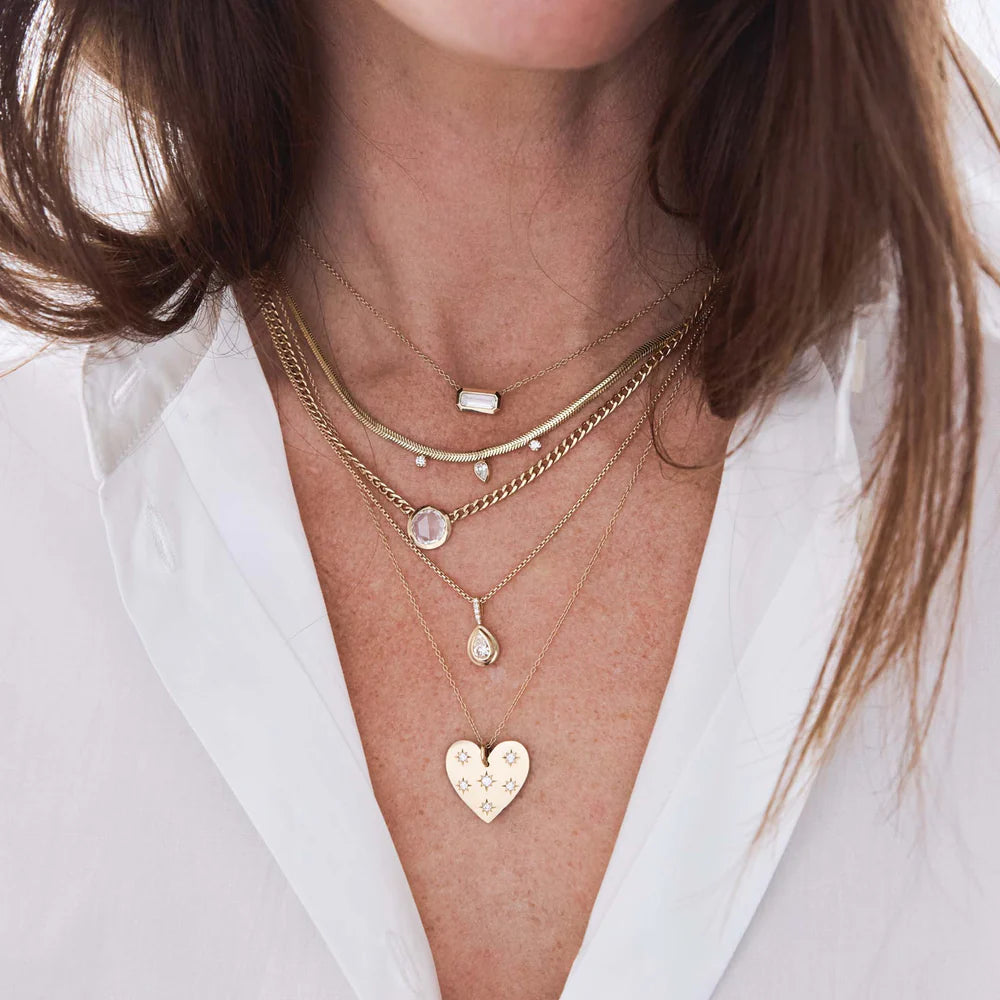 14k Yellow Gold Diamond Heart Necklace