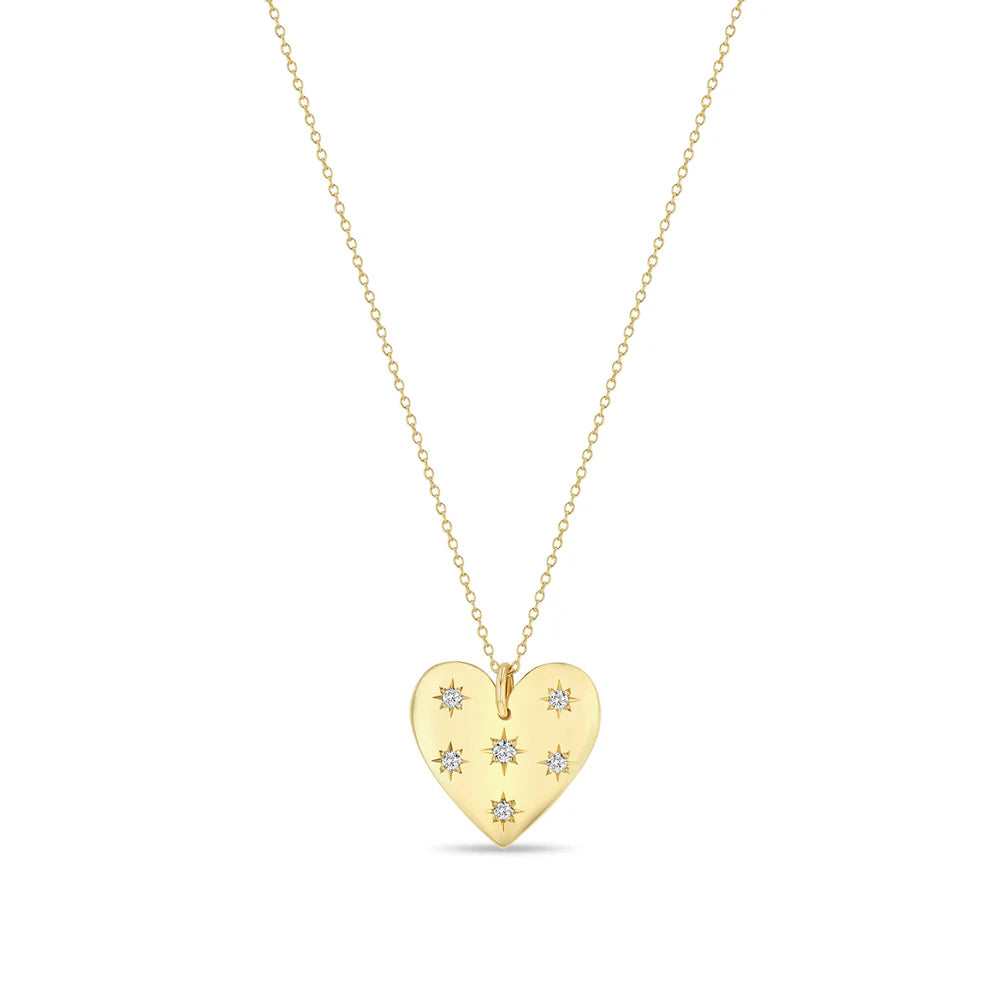 14k Yellow Gold Diamond Heart Necklace