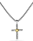 David Yurman Petite X Cross Necklace In Sterling Silver With 14k Yellow Gold, 24mm