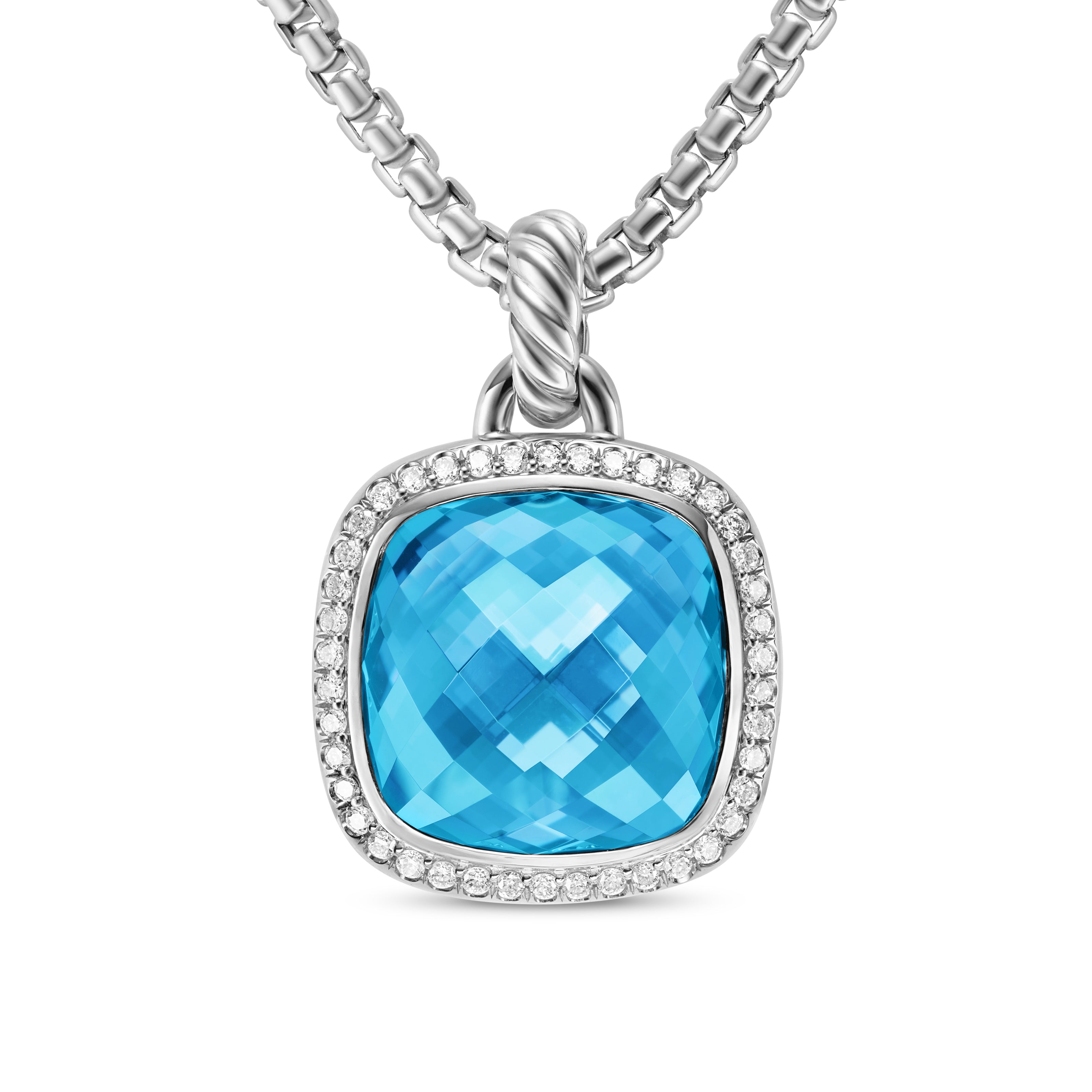 David Yurman Albion® Pendant In Sterling Silver With Blue Topaz And Diamonds, 15mm