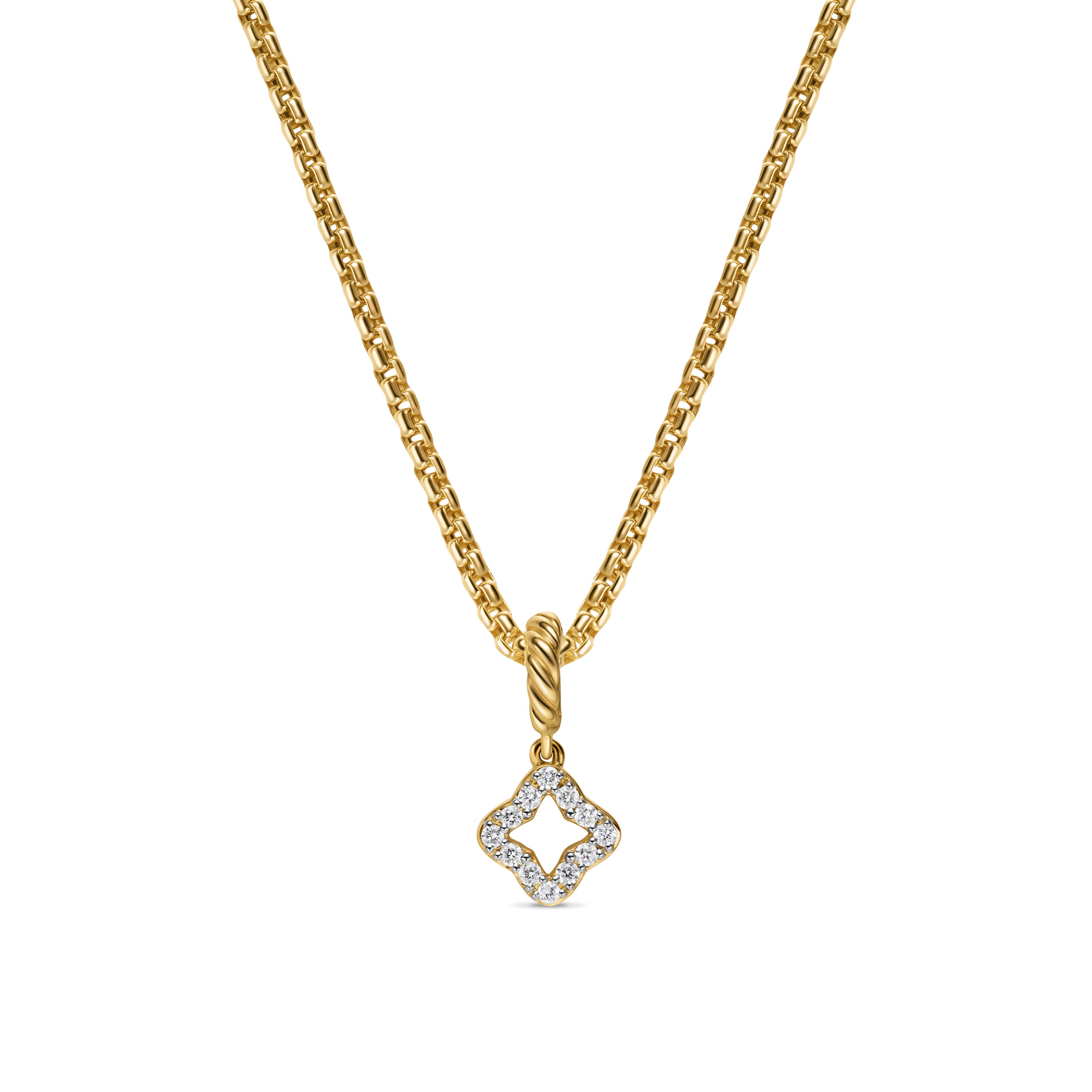 David Yurman Micro Pavé Quatrefoil Amulet In 18k Yellow Gold With Diamonds, 7.4mm