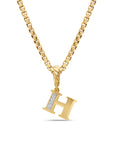 David Yurman Pavé Initial Pendant In 18k Yellow Gold With Diamond H