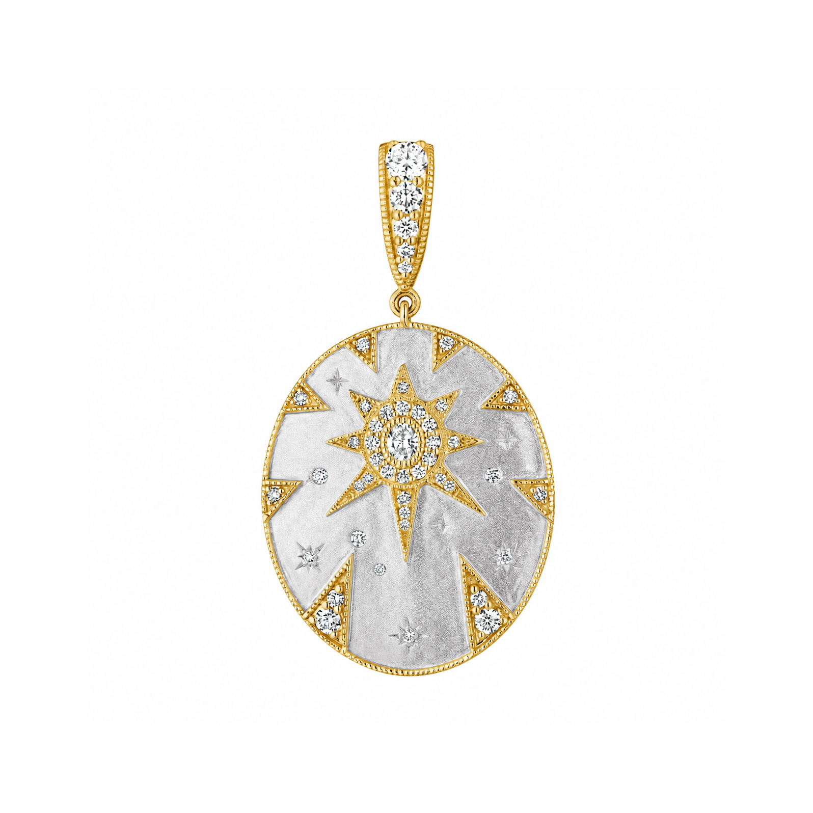 18k Yellow &amp; White Gold Celestial Dreams Oval Pendant
