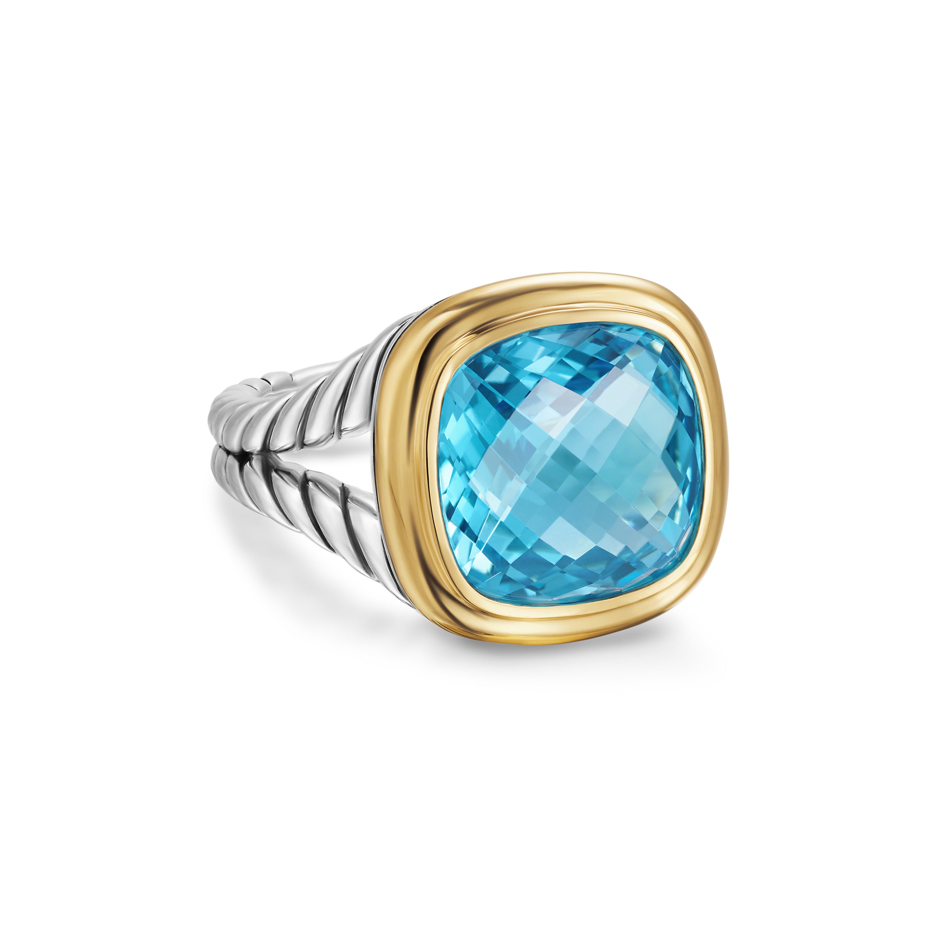 David Yurman Albion Ring In Sterling Silver With 18k Yellow Gold And Blue Topaz, 11mm