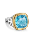David Yurman Albion Ring In Sterling Silver With 18k Yellow Gold And Blue Topaz, 11mm
