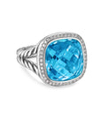 David Yurman Albion® Ring In Sterling Silver With Blue Topaz And Diamonds, 15mm