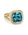 David Yurman Albion® Ring In 18k Yellow Gold With Hampton Blue Topaz And Diamonds, 11mm