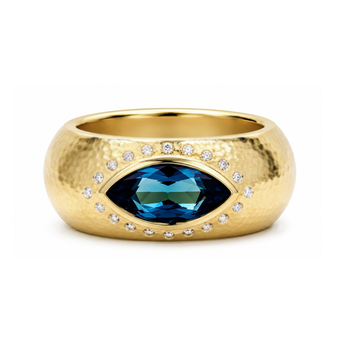 18k Yellow Gold Topaz &amp; Diamond Ring