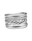 David Yurman Mercer® Four Row Ring In Sterling Silver With Diamonds, 13.8mm