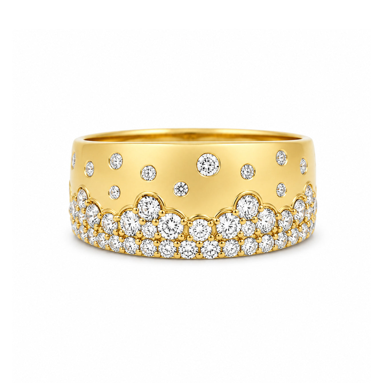 18k Yellow Gold Scattered Diamond Ring