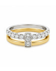 18k Yellow & White Gold Diamond Two Row Ring