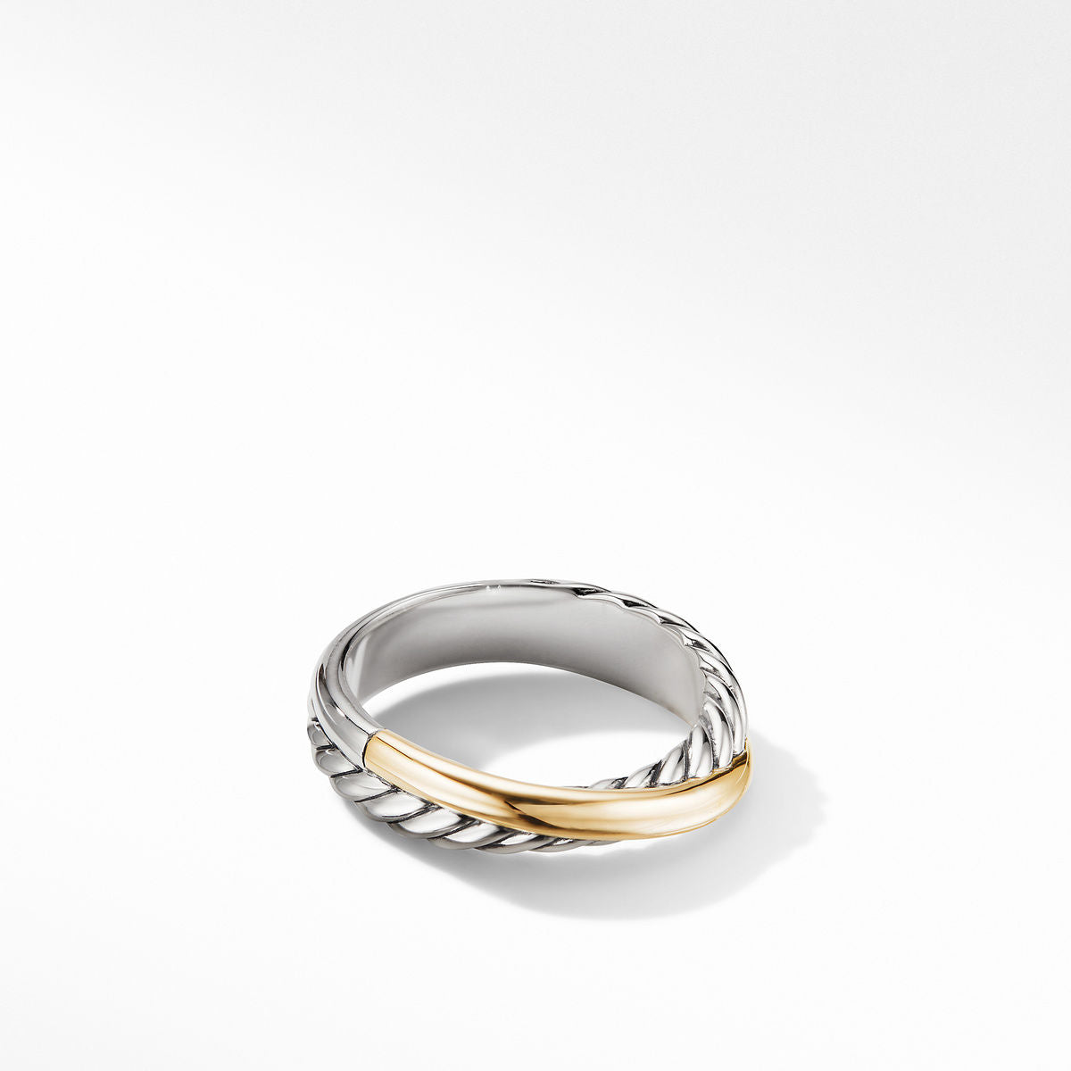 David Yurman Crossover Band Ring In Sterling Silver With 18k Yellow Gold, 5.3mm