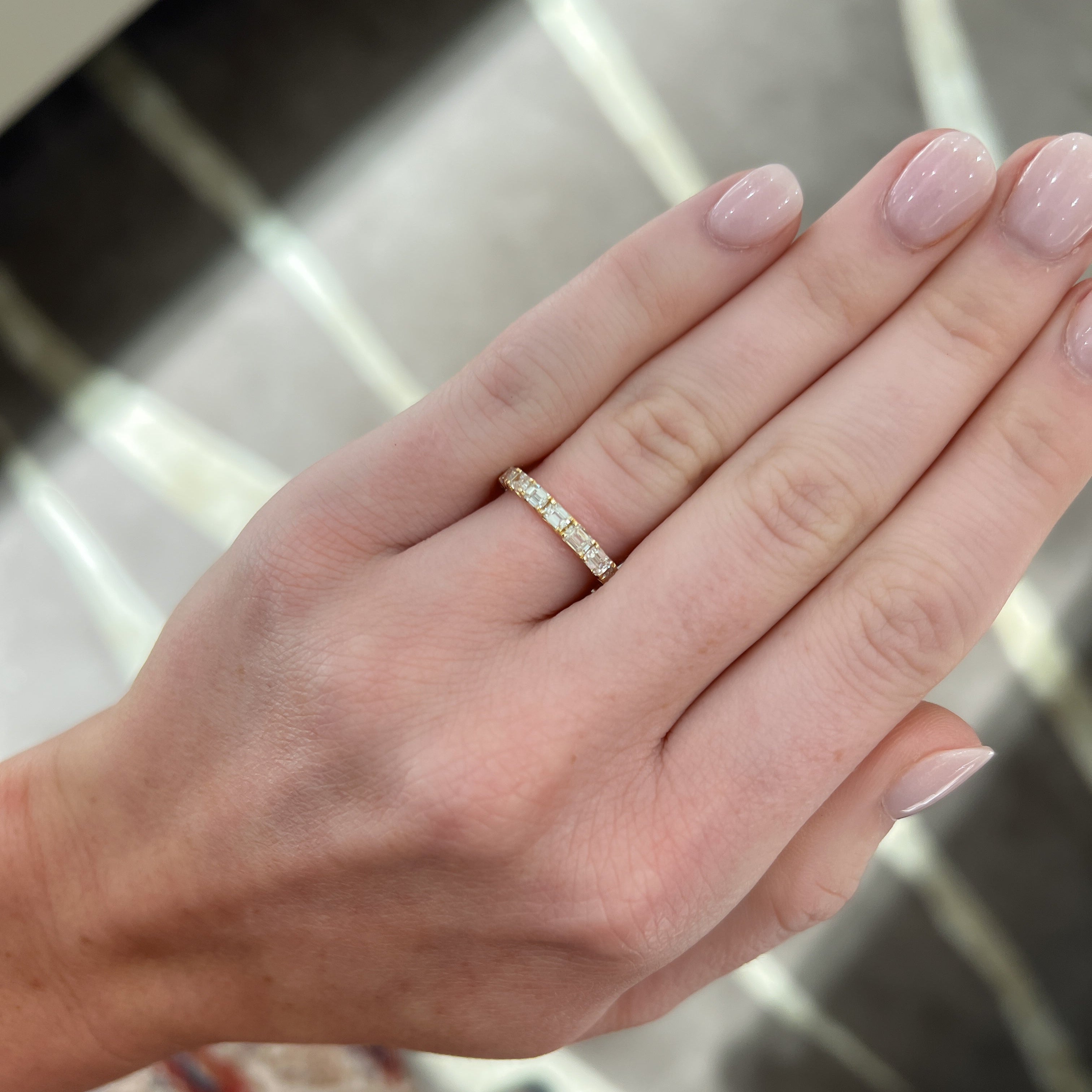 East-West Baguette Diamond Band, 0.87ctw