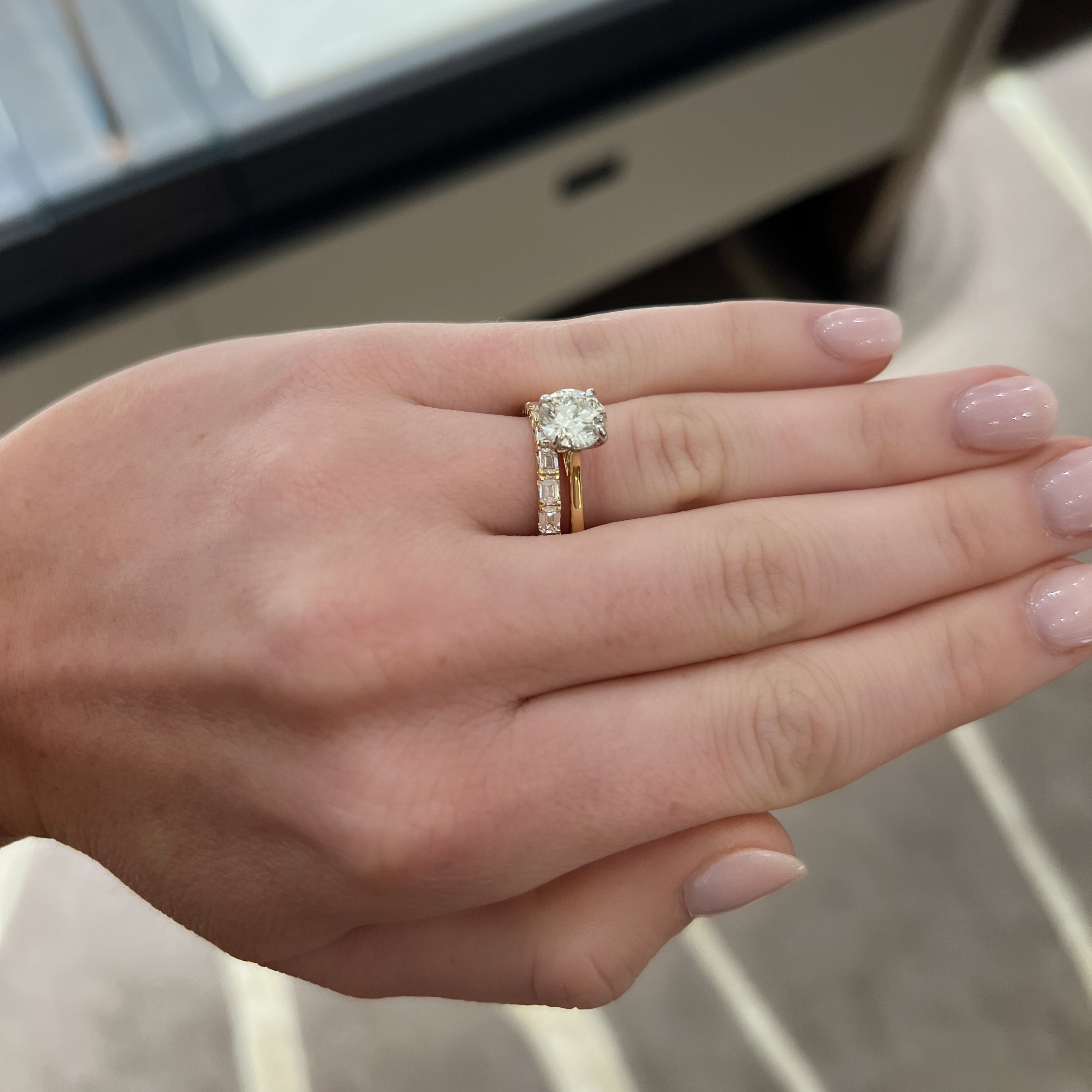 East-West Baguette Diamond Band, 0.87ctw