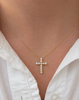 18k Yellow Gold 0.75ctw Diamond Cross Necklace