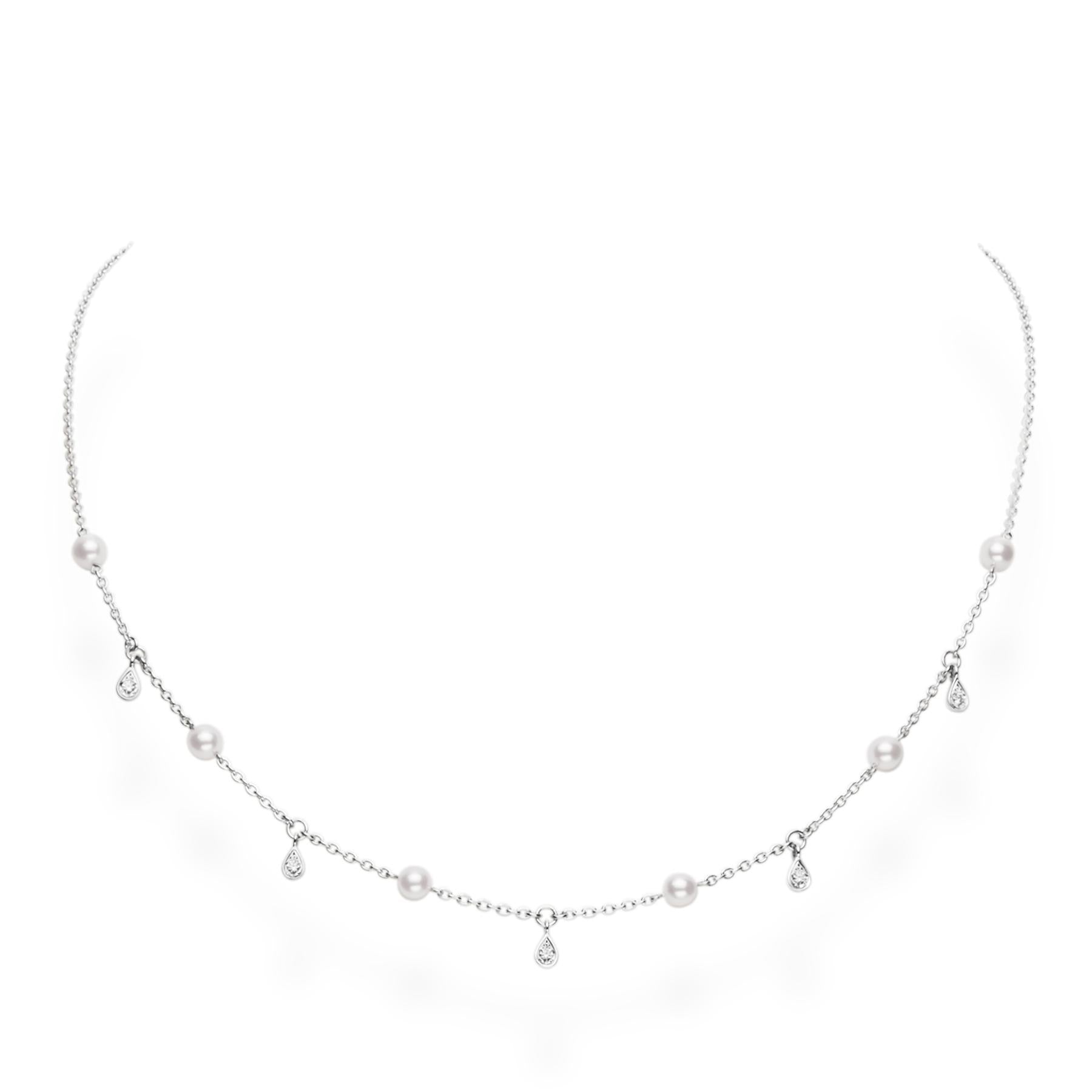Mikimoto 18k White Gold Akoya Pearl And Diamond Necklace