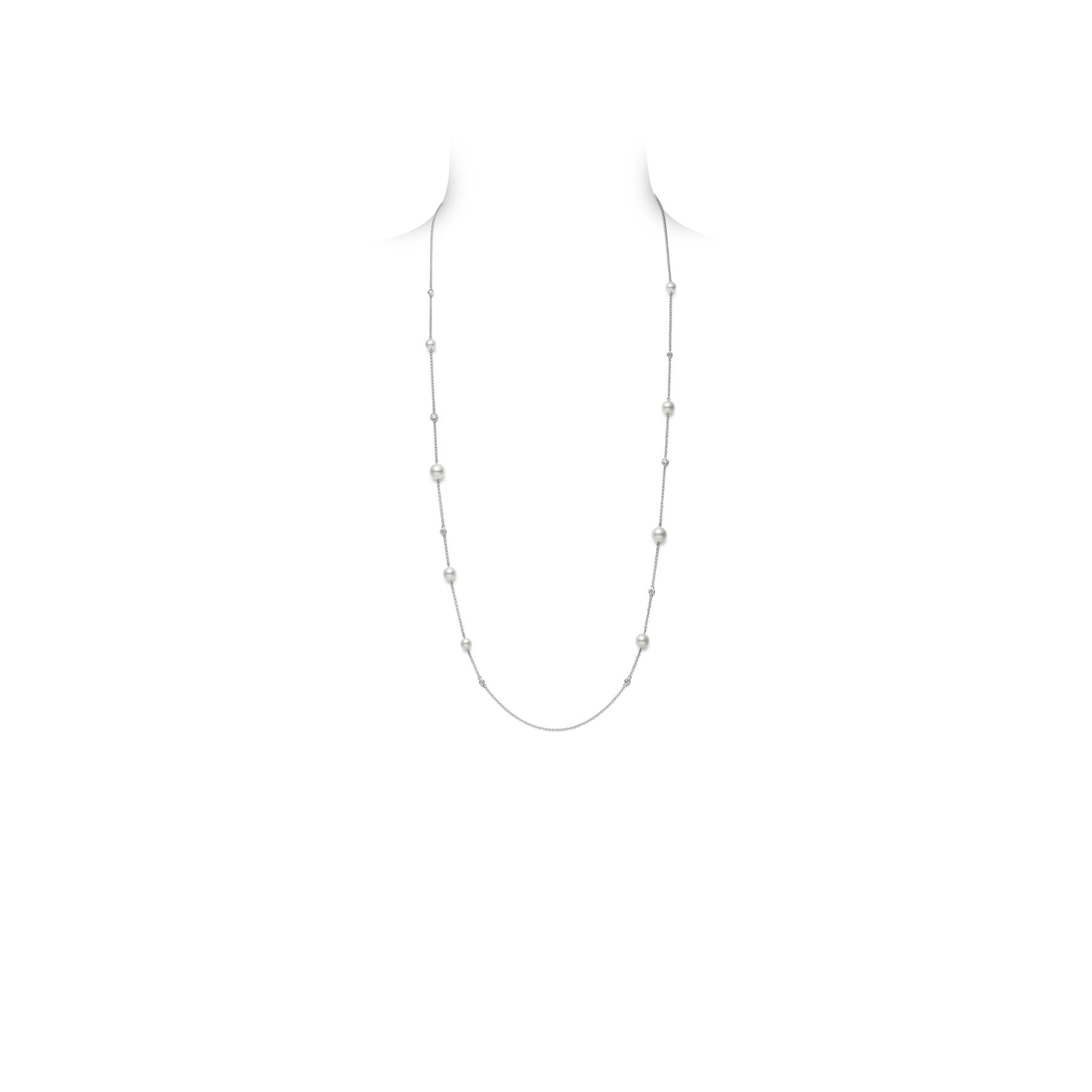 Mikimoto 18k White Gold Pearl And Diamond Necklace