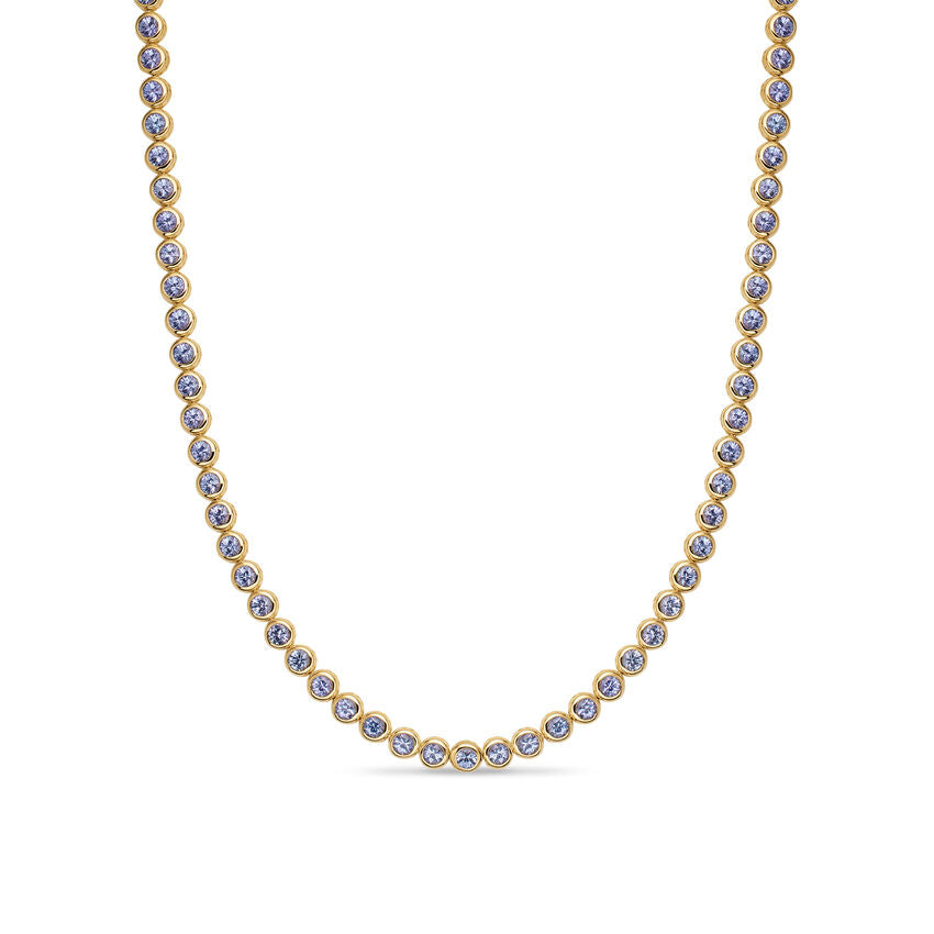 David Yurman Bezel Set Tennis Necklace In 18k Yellow Gold With Tanzanite, 4.7mm