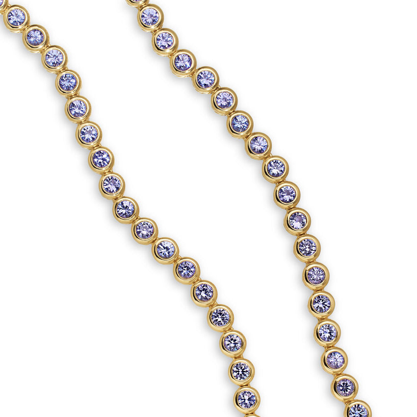 David Yurman Bezel Set Tennis Necklace In 18k Yellow Gold With Tanzanite, 4.7mm
