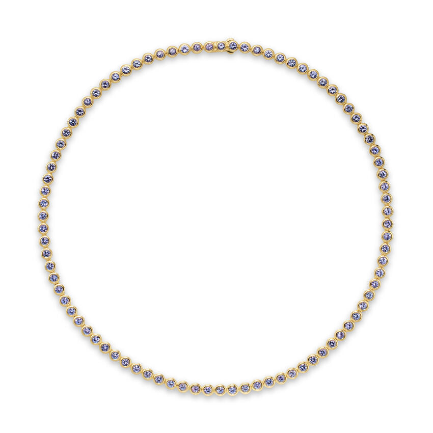 David Yurman Bezel Set Tennis Necklace In 18k Yellow Gold With Tanzanite, 4.7mm