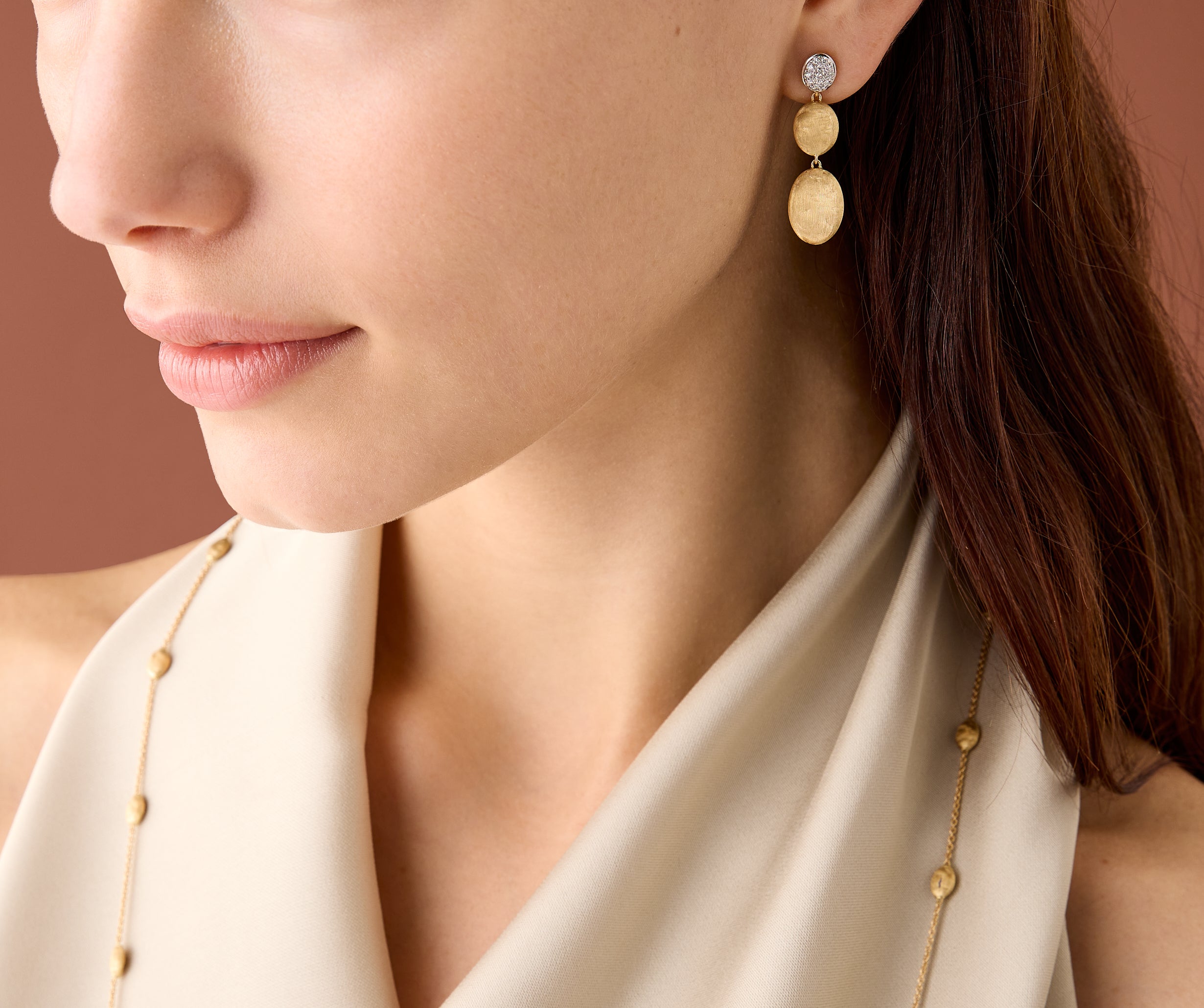 18k Yellow Gold Siviglia Diamond Drop Earrings