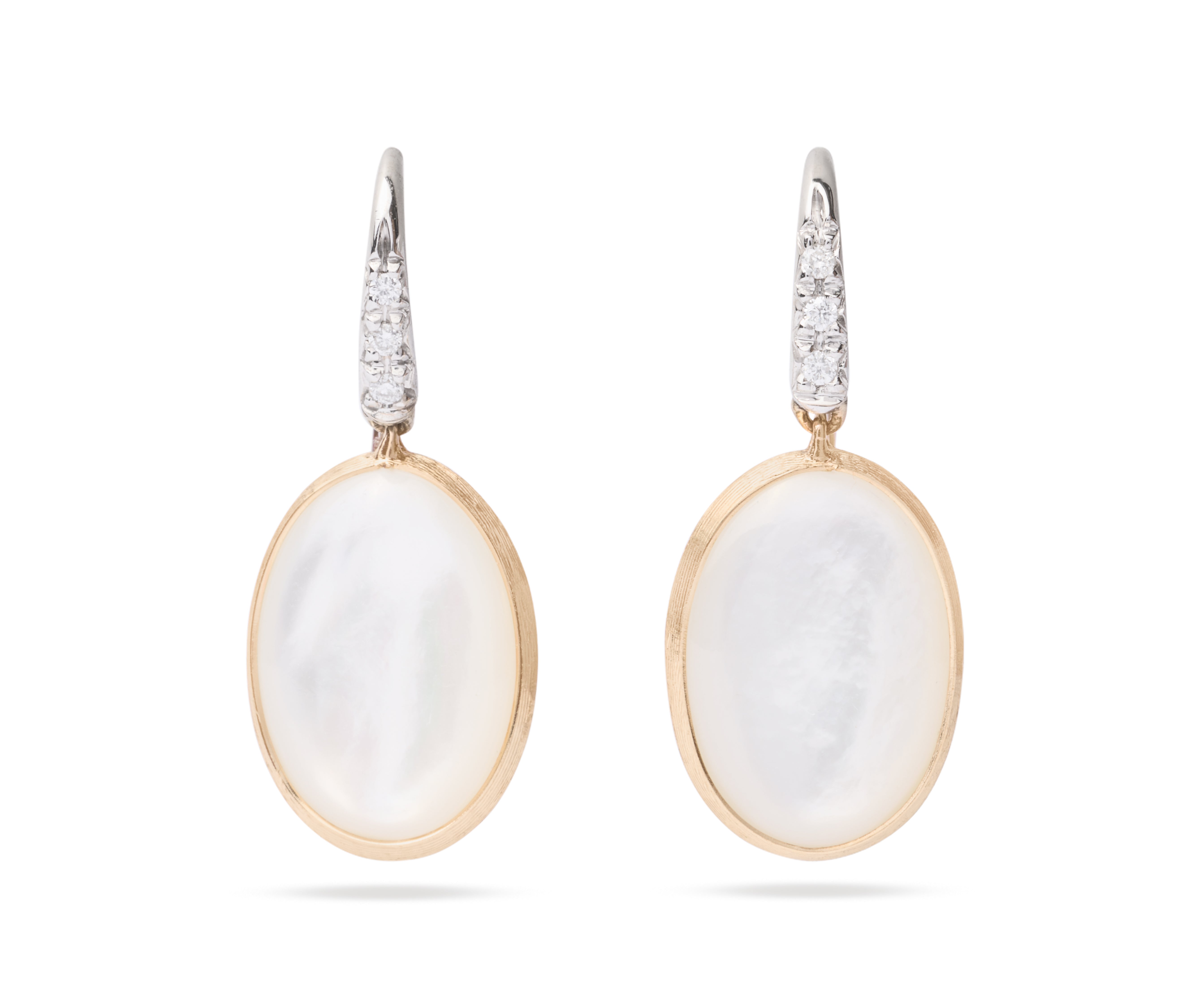 18k Yellow Gold Siviglia Mother of Pearl Earrings with Diamonds