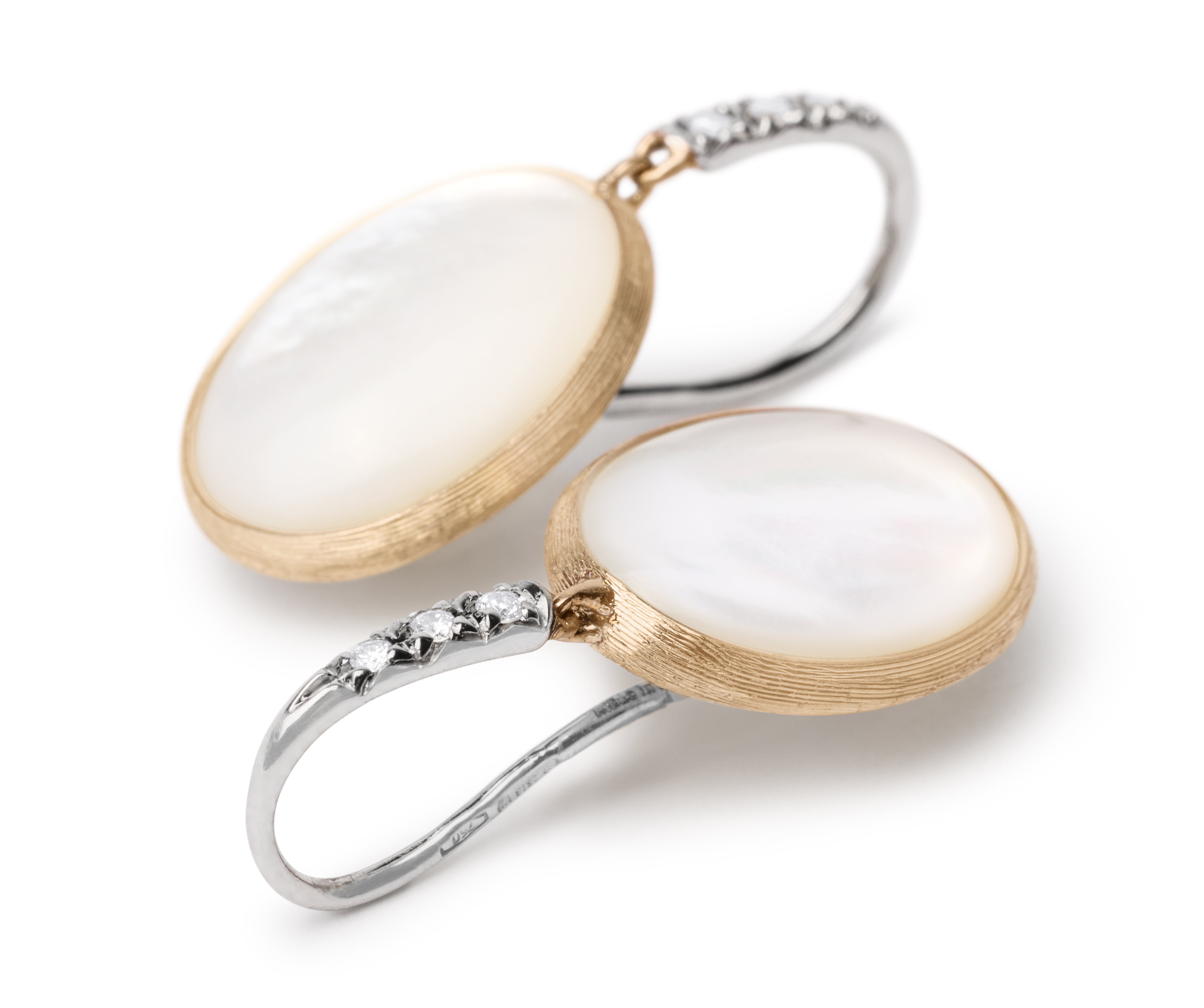 18k Yellow Gold Siviglia Mother of Pearl Earrings with Diamonds