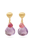 18k Yellow Gold Amethyst & Pink Tourmaline Paradise Drop Earrings