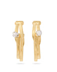 18k Yellow Gold Coil Hoop Earrings with Diamond Stations