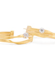 18k Yellow Gold Coil Hoop Earrings with Diamond Stations