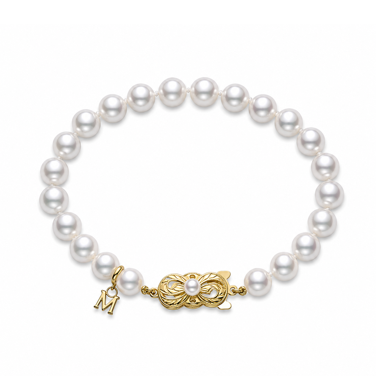 18k Yellow Gold 6x6.5mm Pearl Strand Bracelet