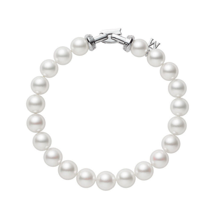 18k White Gold 8x8.5mm Pearl Strand Bracelet