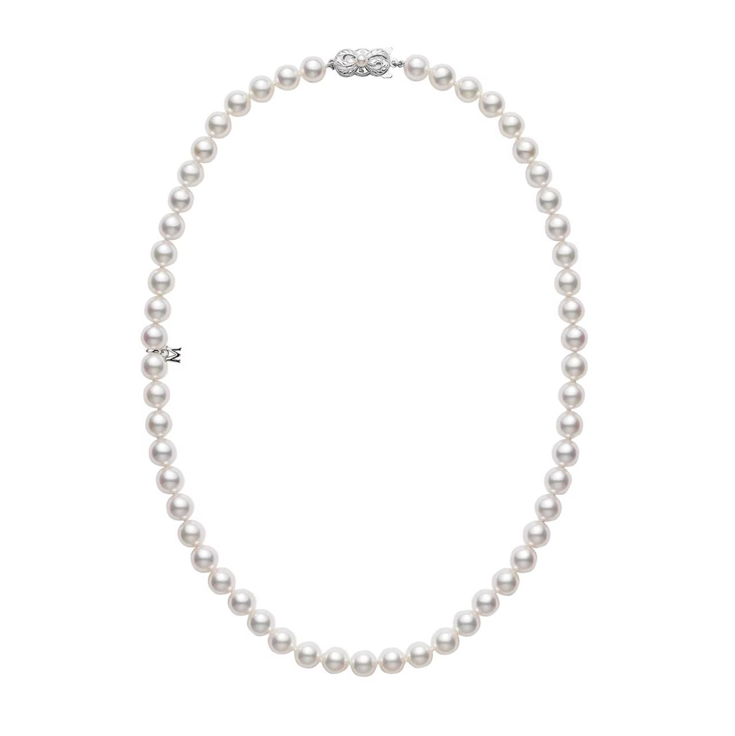 18k White Gold 7x6.5mm Pearl Strand Necklace