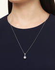 18K White Gold Akoya & Diamond Pendant
