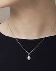 18K White Gold 8.2mm Pearl & Diamond Necklace