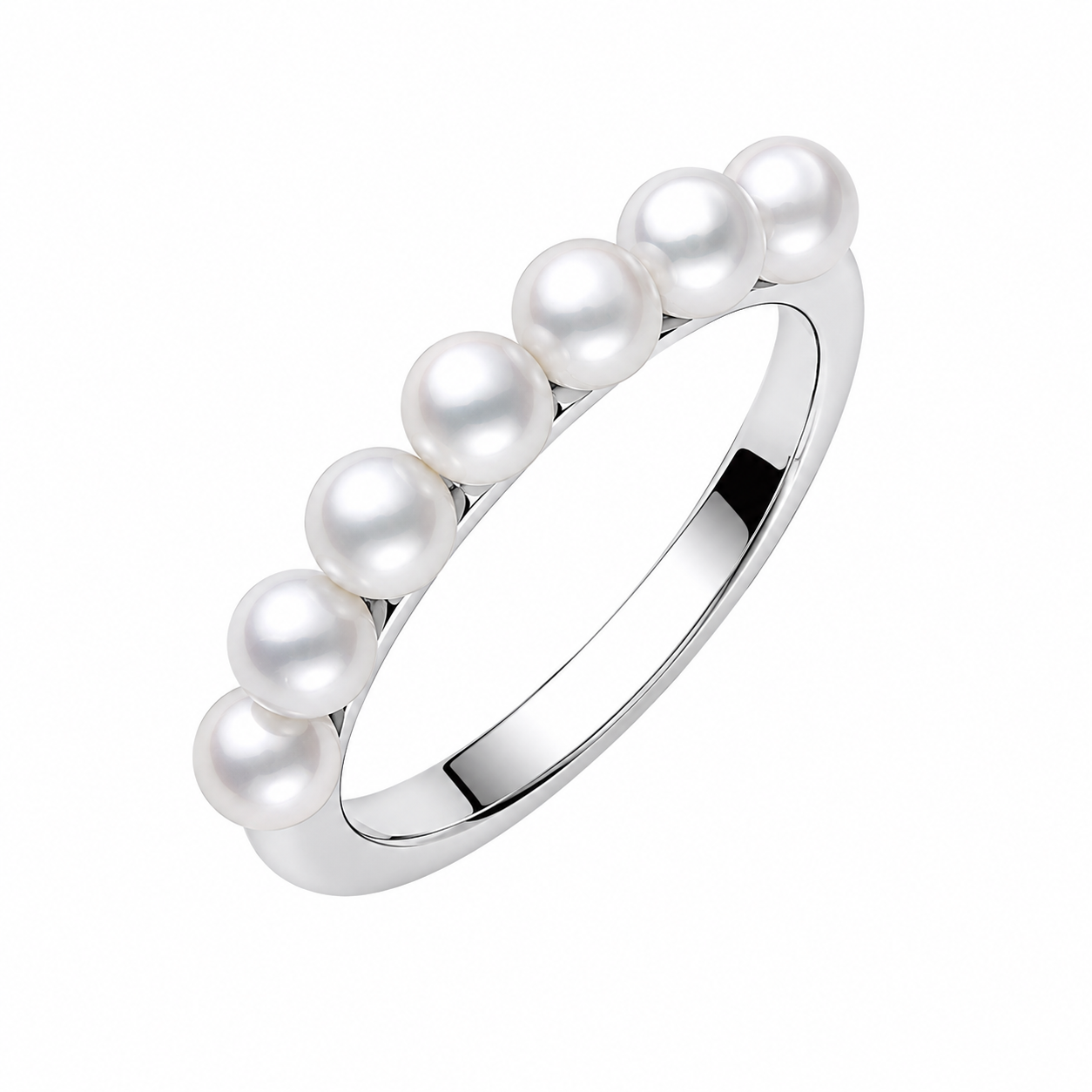 18k White Gold Pearl Station Ring