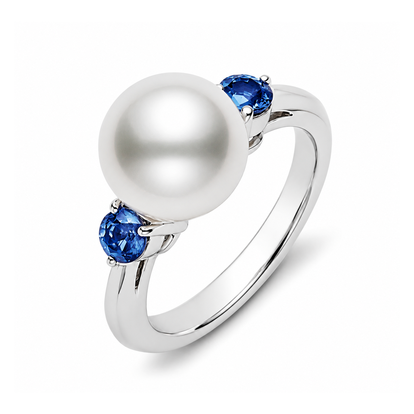 18k White Gold Sapphire &amp; Pearl Ring