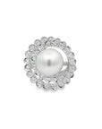 Mikimoto 18k White Gold Center South Sea Pearl And Diamond Pavé Ring