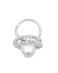 Mikimoto 18k White Gold Center South Sea Pearl And Diamond Pavé Ring