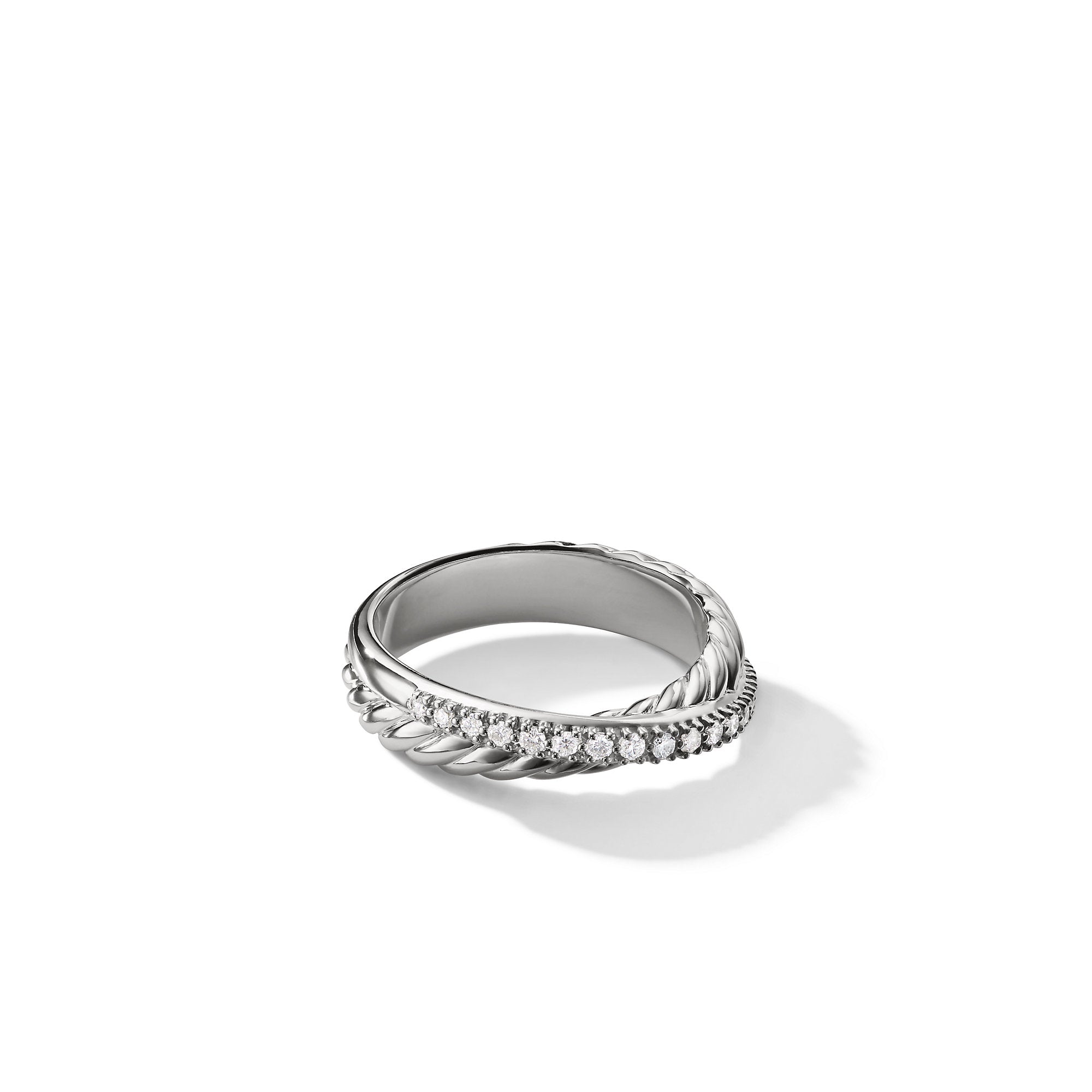 Pavé Crossover Ring In Sterling Silver With Diamonds