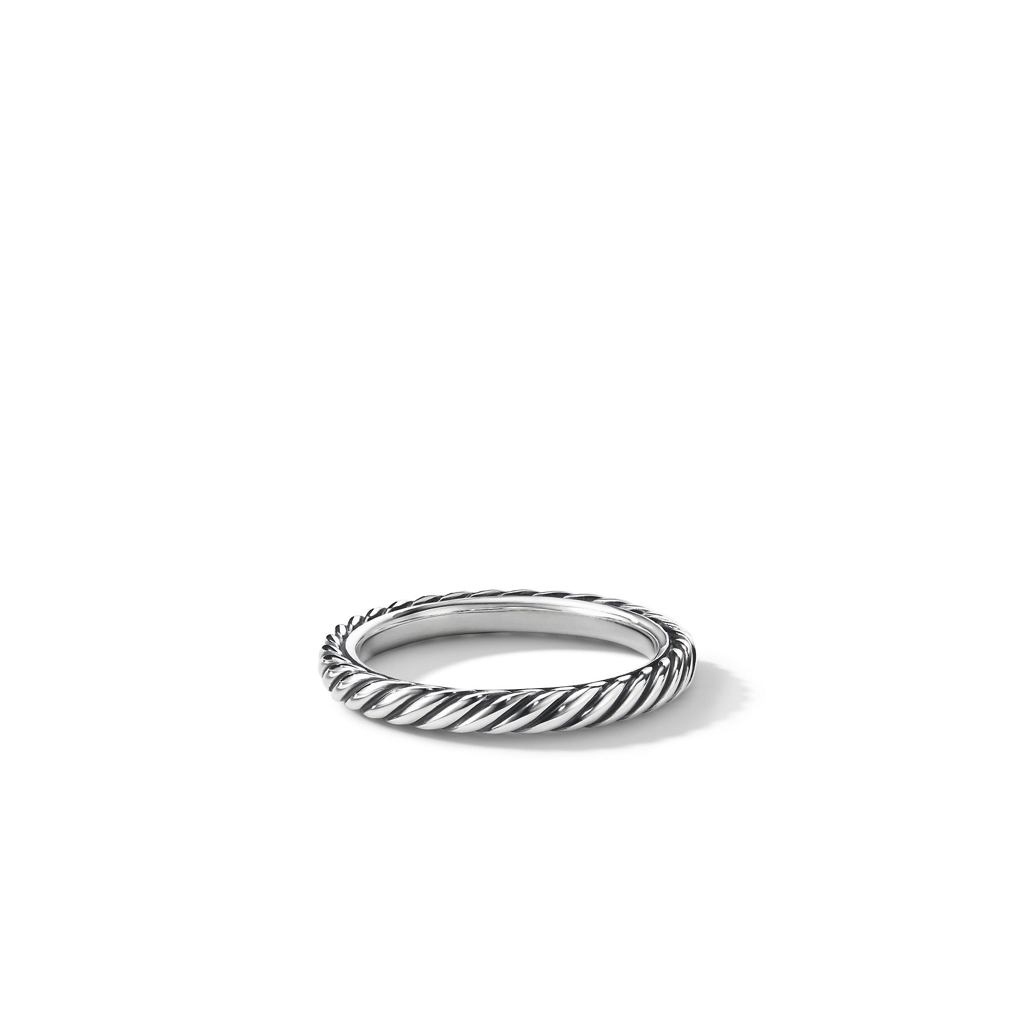 3 Mm Cabled Stack Midnight Melange Ring In Sterling Silver