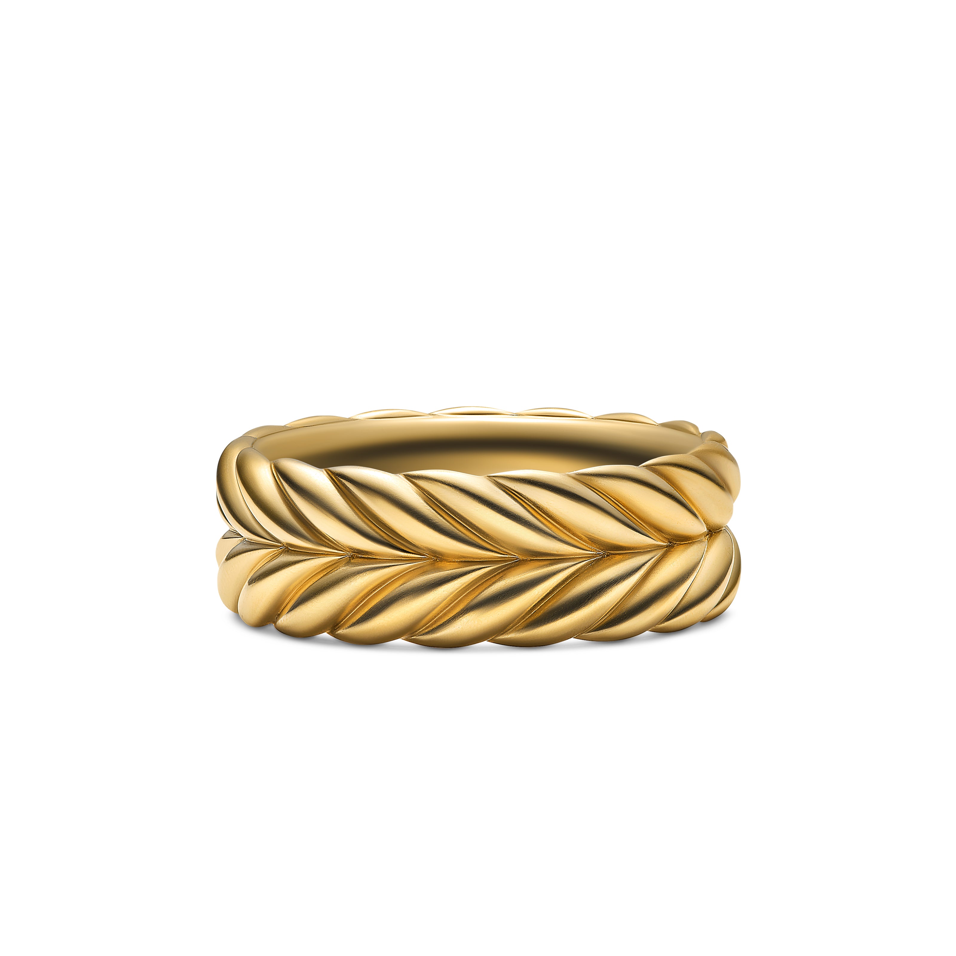 Chevron Band Ring In 18k Yellow Gold 9mm