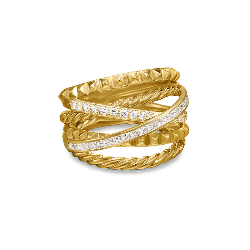 17.5mm Crossover Trio 6-Row Ring Di 18k