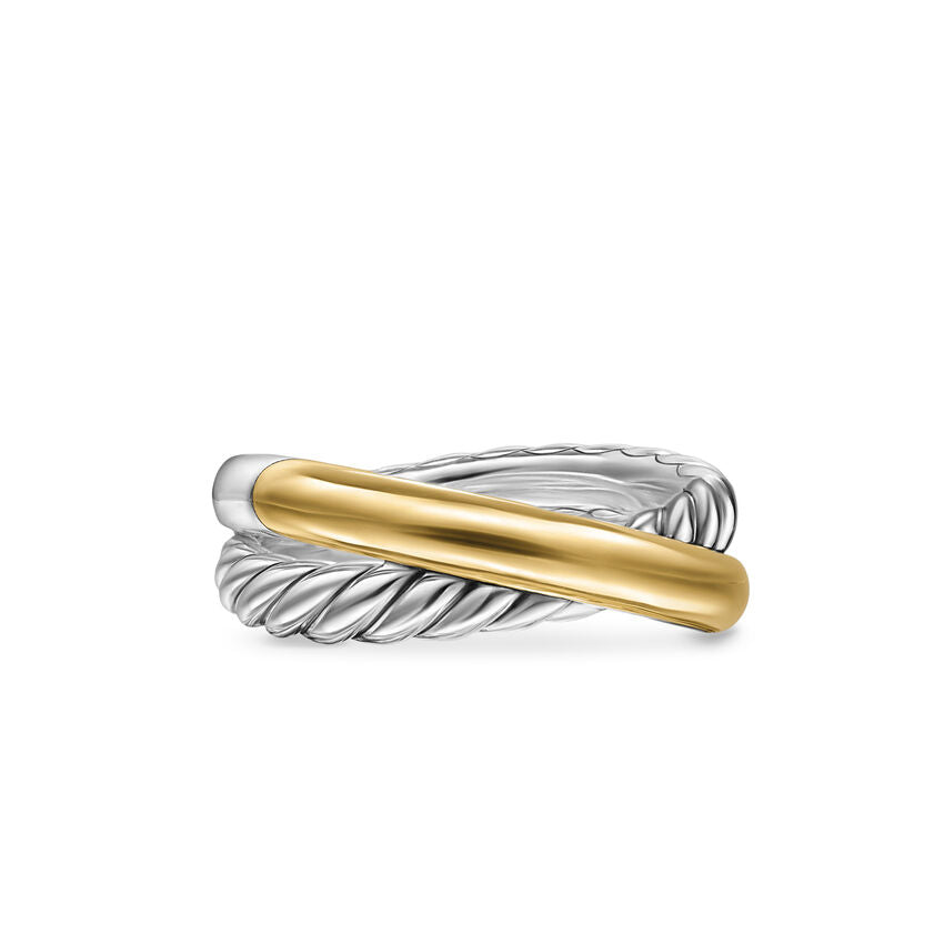 David Yurman 7.5mm Bold Crossover 2-Row Ring Sil/14k