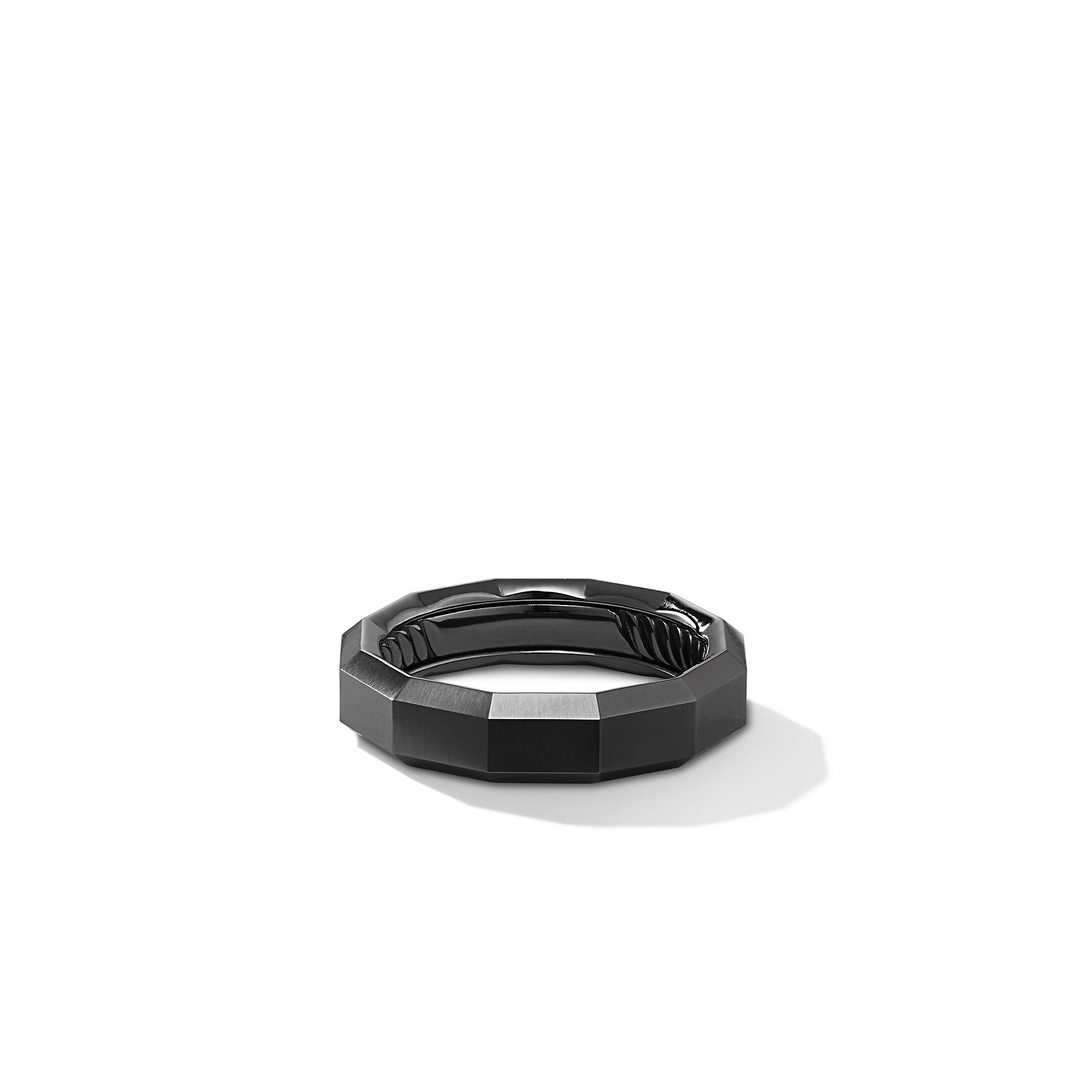 Faceted Band Ring In Black Titanium 6mm