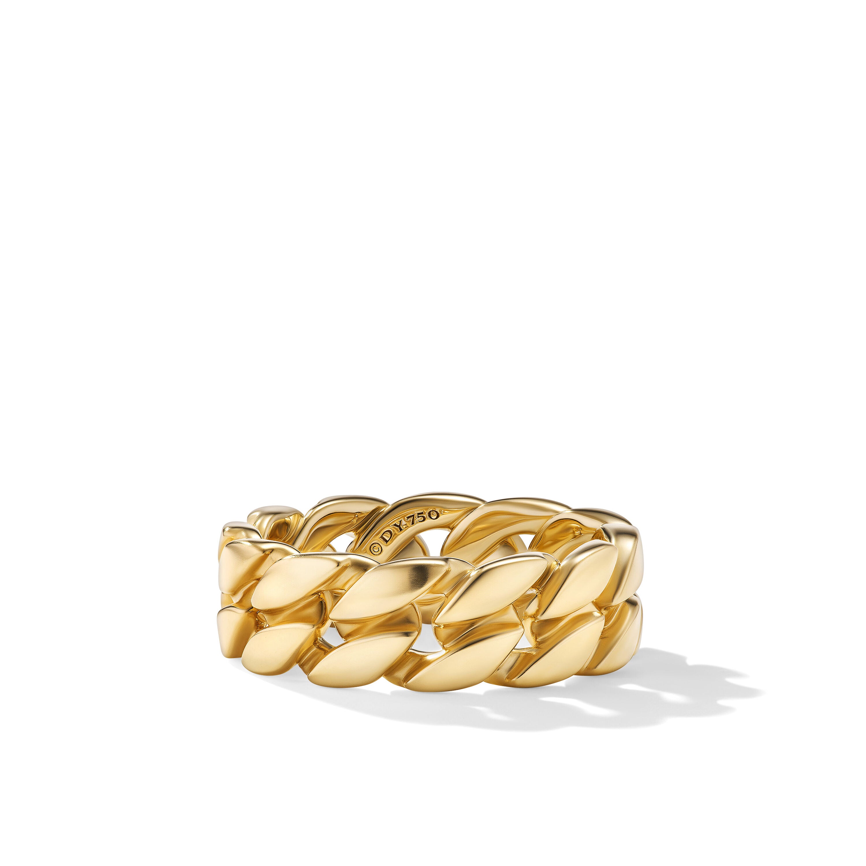 Curb Chain Band Ring In 18k Yellow Gold 8mm