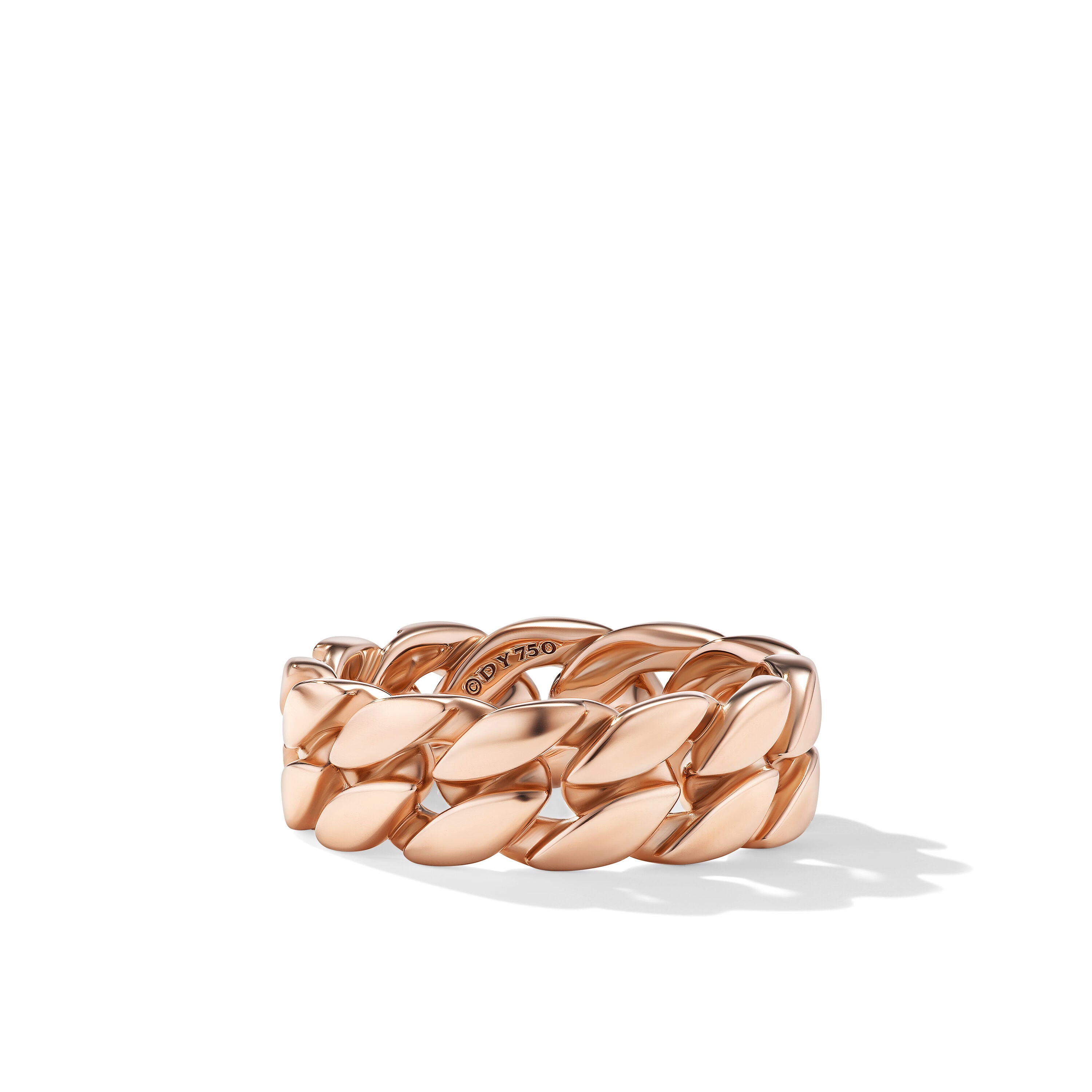 Curb Chain Band Ring In 18k Rose Gold 8mm