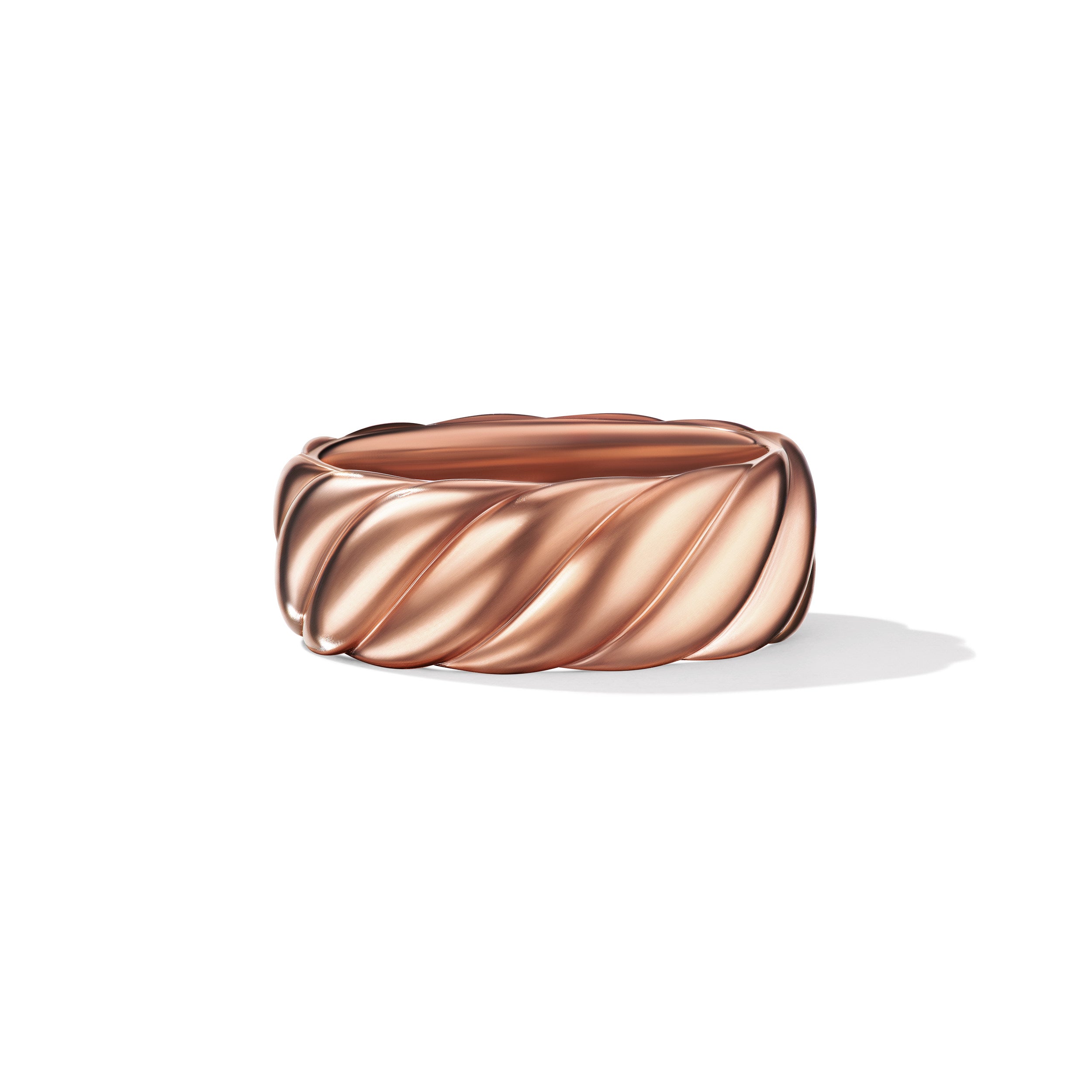 Sculpted Cable Contour Band Ring In 18k Rose Gold 9mm