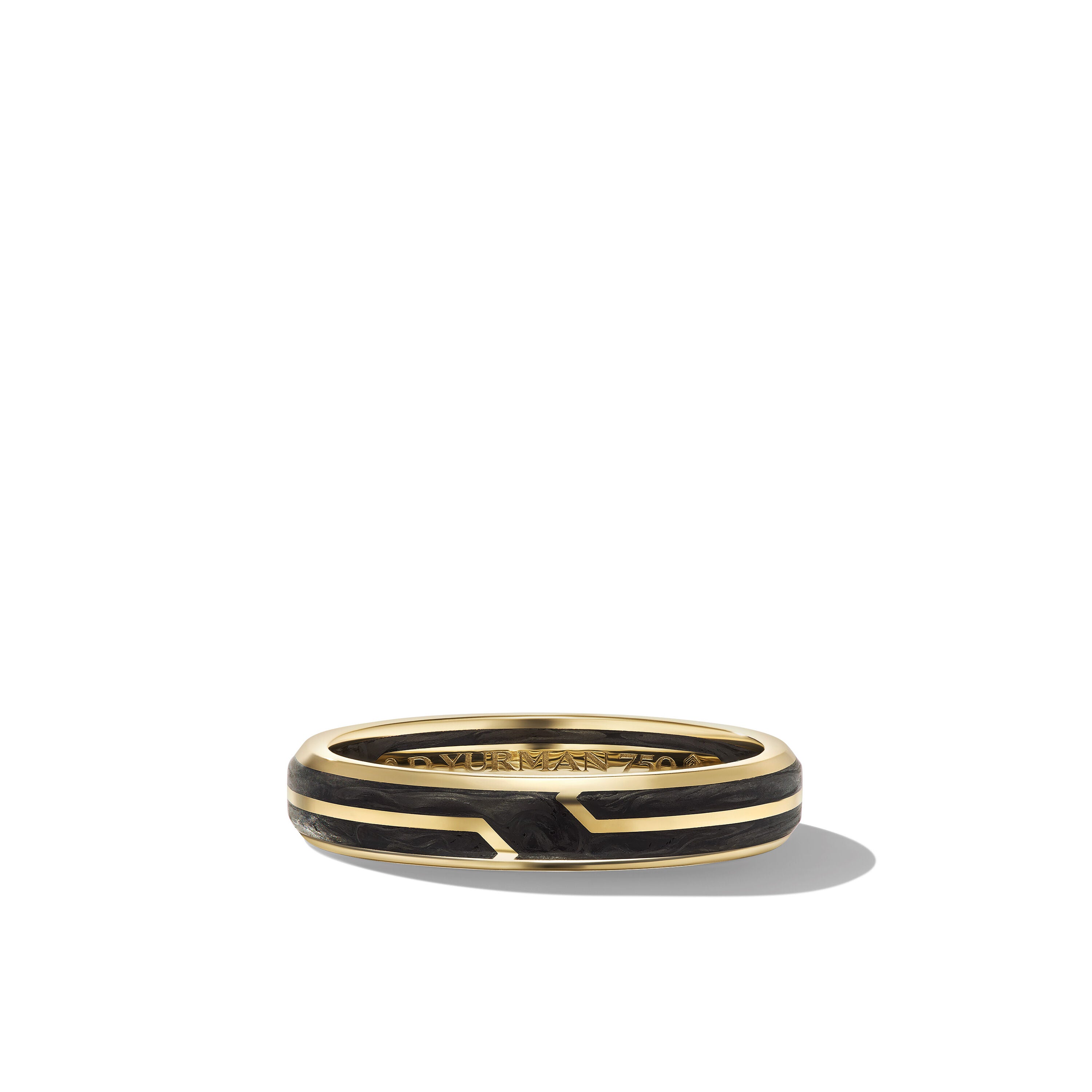 Forged Carbon Band Ring In 18k Yellow Gold 4mm