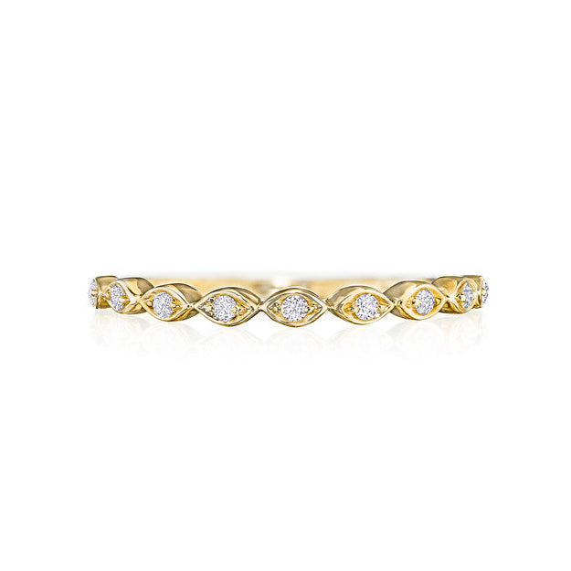 18K Yellow Gold 0.07ctw Illusion Marquise Diamond Band